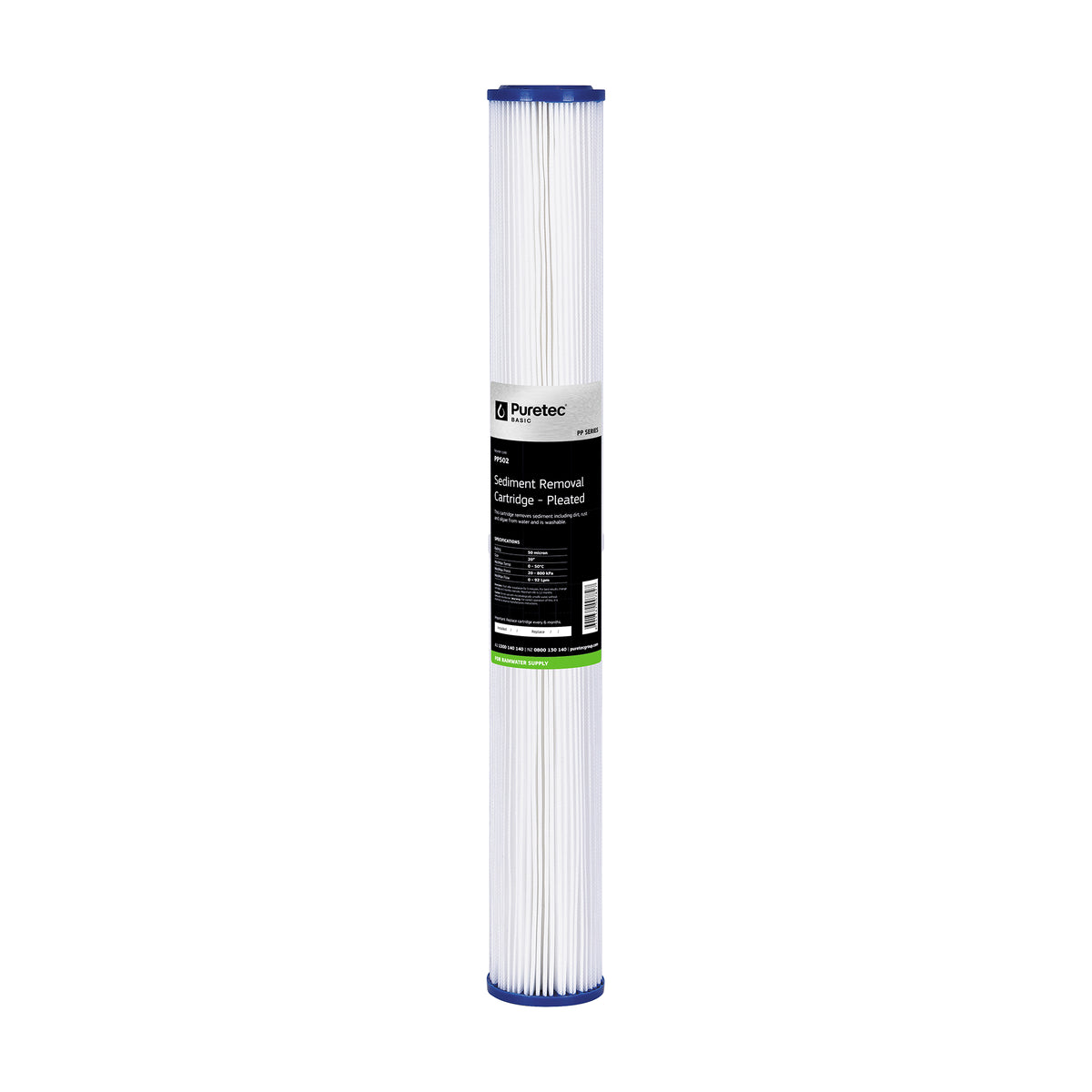 Puretec 20 inch polypleated sediment removal water filter cartridge